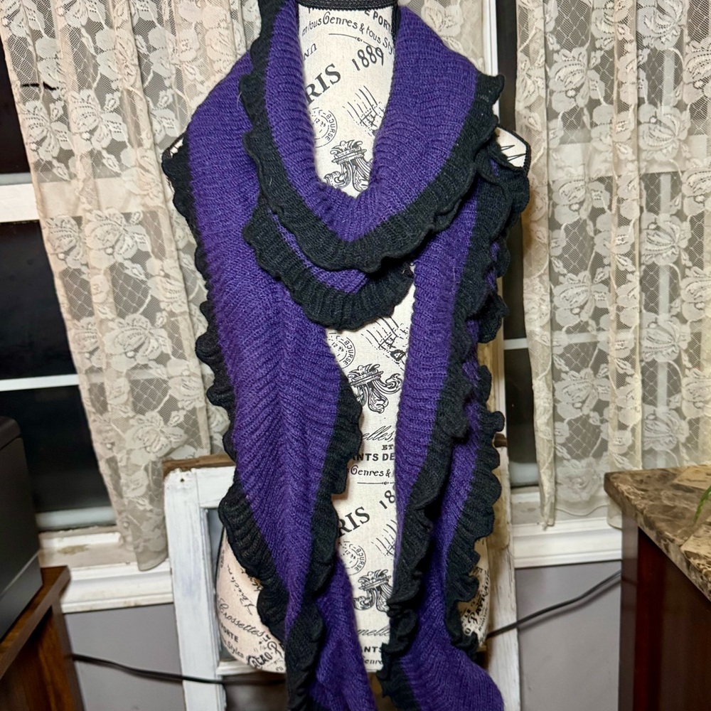 Northern Reflections Purple and Black Oversized Scarf